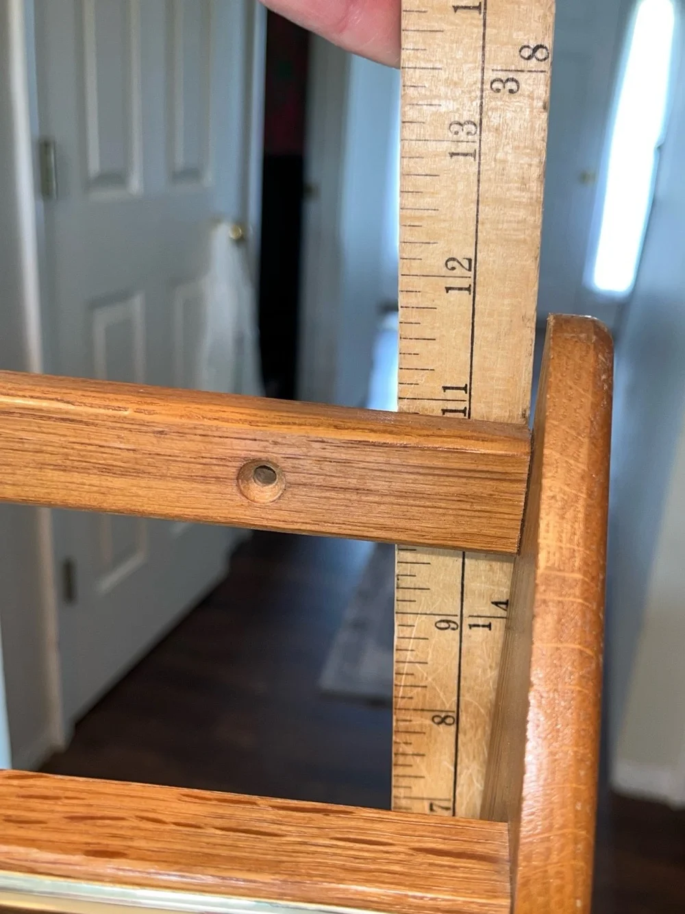 Vintage wood oak 4 tea cup hooks saucer shelf cottage core